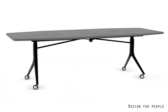 CARL TABLE - CZARNY - STELAŻ I BLAT - 240X100 CM