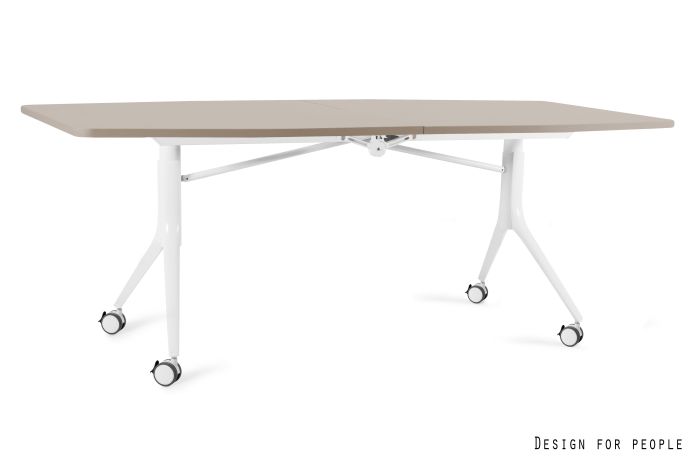 CARL TABLE - BIAŁY - STELAŻ I BLAT - 200X100 CM - YZ-14 BEŻOWY