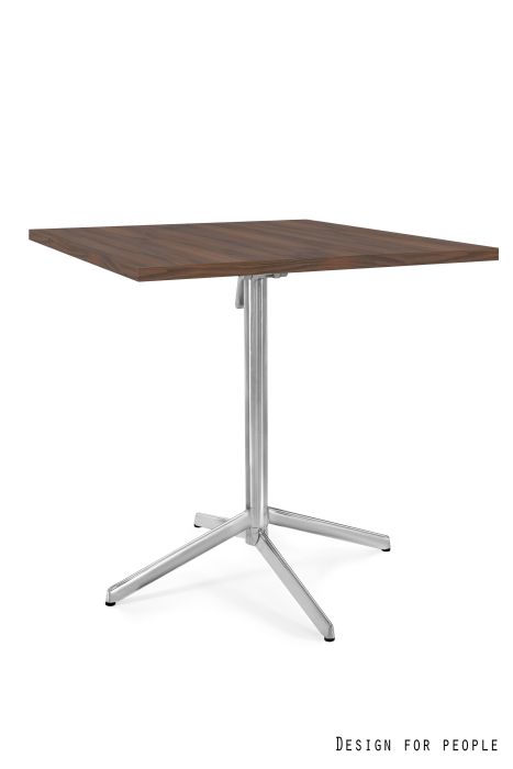 NEXUS - ESTRUCTURA DE ACERO INOXIDABLE, TABLERO 80X80 CM - YZ-17 NOGAL
